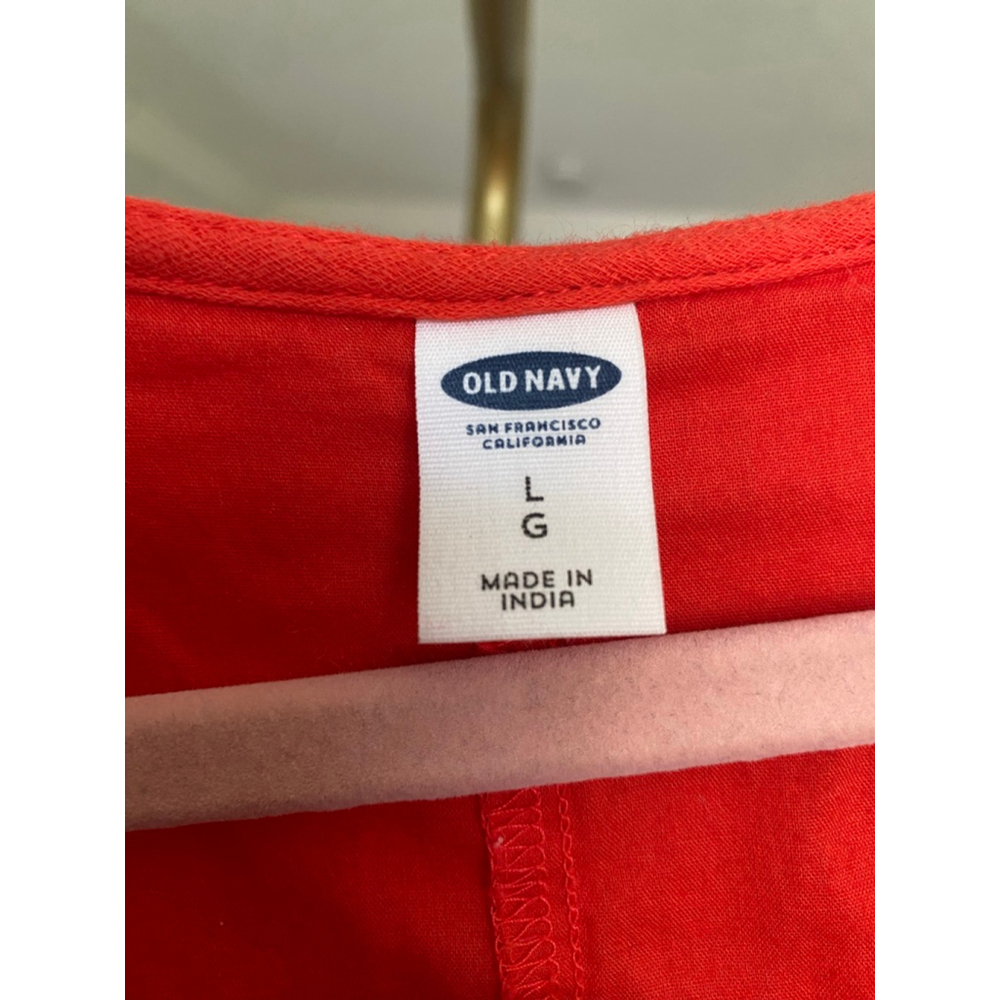 Old Navy Red Cotton Dress Midi Boho Embroidered Boho Peasant Cottagecore Summer - Picture 4 of 7